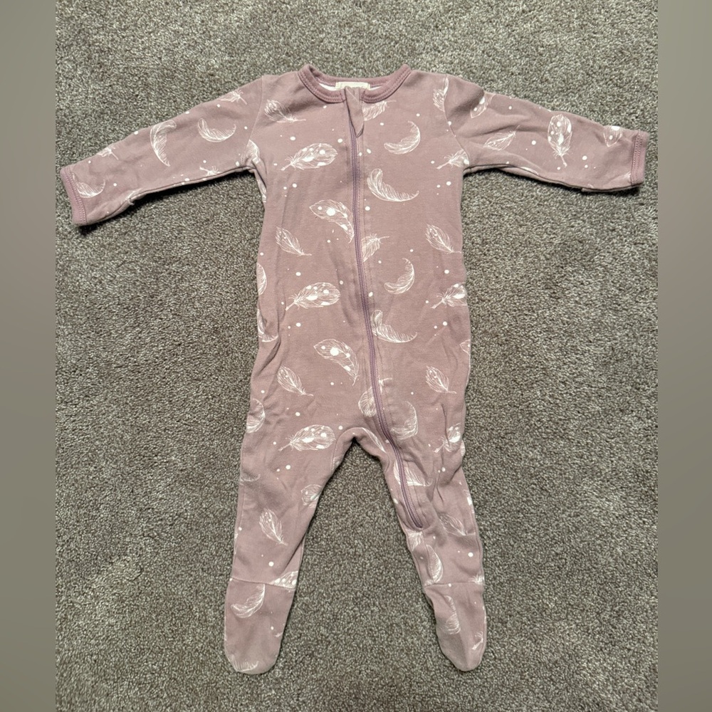 Feather Print Kids One Piece - Purple